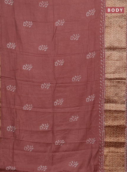Pastel Peach Semi Chanderi Saree - Batik Prints