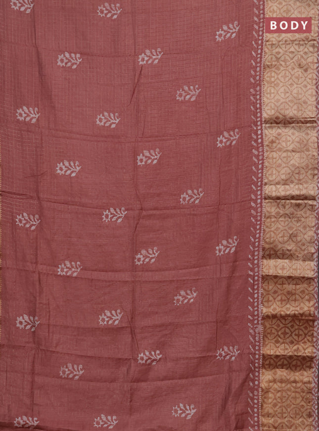 Pastel Peach Semi Chanderi Saree - Batik Prints
