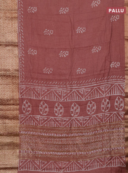 Pastel Peach Semi Chanderi Saree - Batik Prints