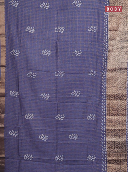 Grey Semi Chanderi Saree - Batik Prints
