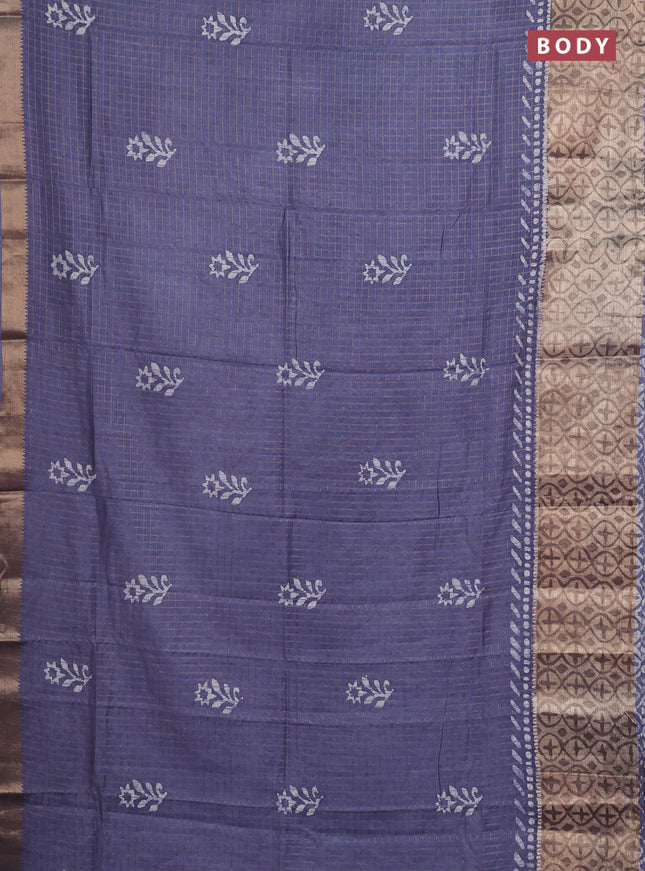 Grey Semi Chanderi Saree - Batik Prints