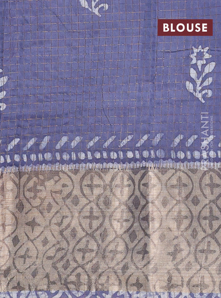 Grey Semi Chanderi Saree - Batik Prints