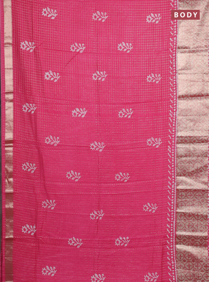 Pink Semi Chanderi Saree - Batik Prints