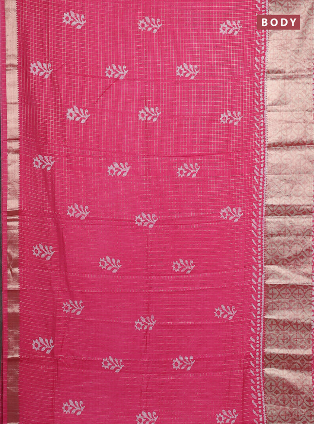 Pink Semi Chanderi Saree - Batik Prints