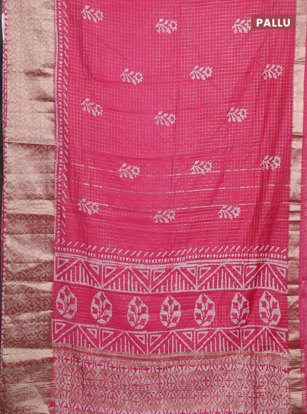 Pink Semi Chanderi Saree - Batik Prints