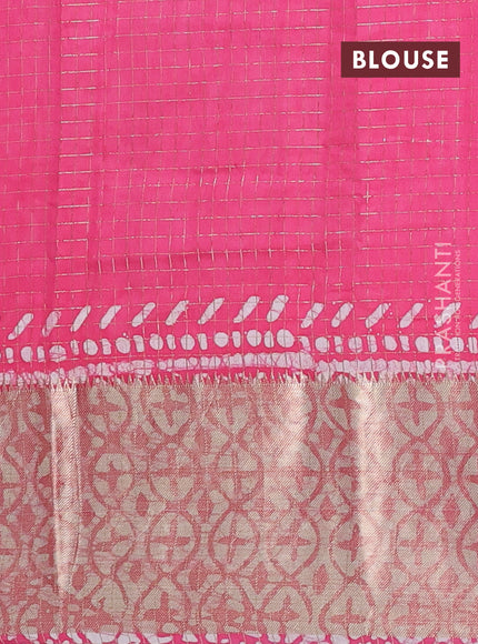 Pink Semi Chanderi Saree - Batik Prints