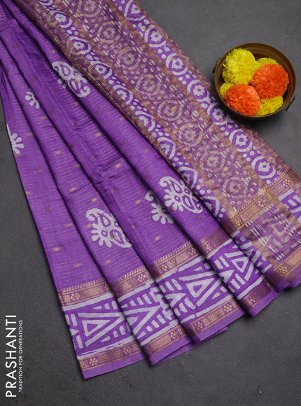 Lavender Semi Chanderi Saree - Batik Prints