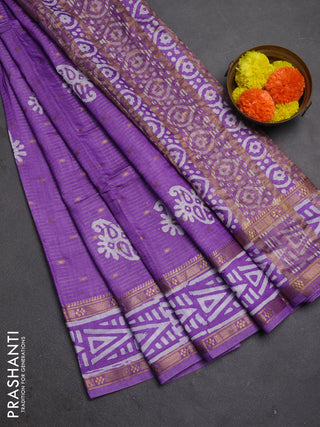 Lavender Semi Chanderi Saree - Batik Prints