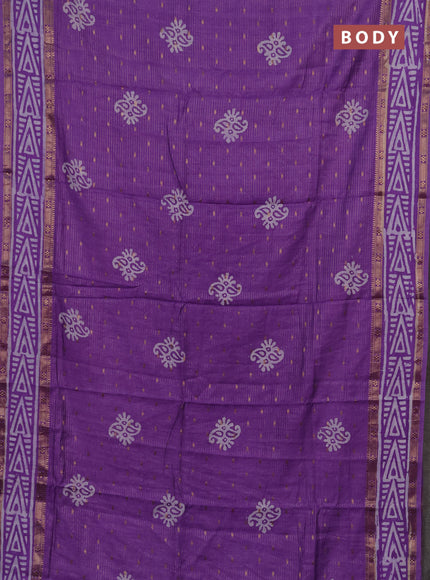 Lavender Semi Chanderi Saree - Batik Prints