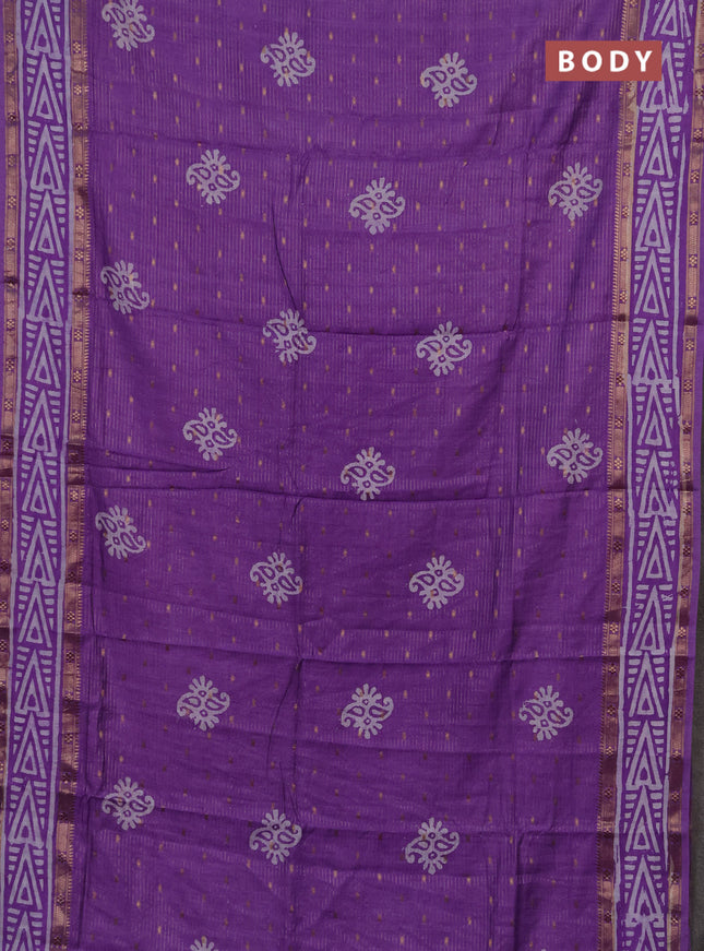 Lavender Semi Chanderi Saree - Batik Prints