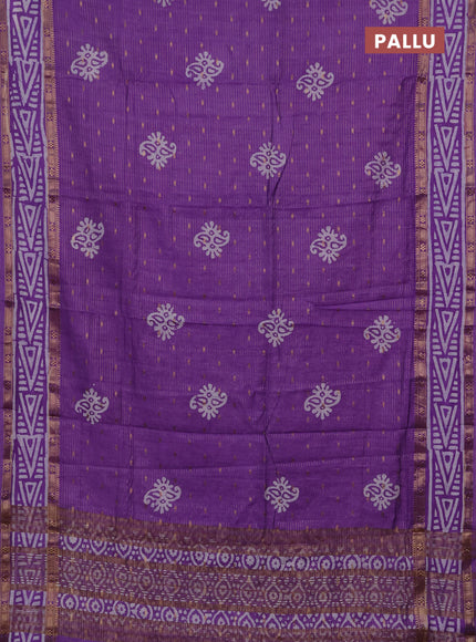 Lavender Semi Chanderi Saree - Batik Prints
