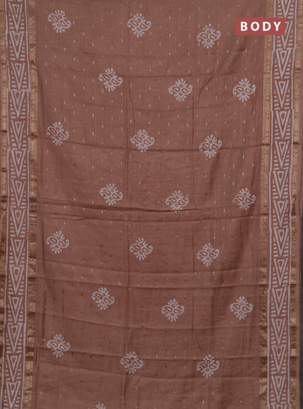Beige Semi Chanderi Saree - Batik Prints