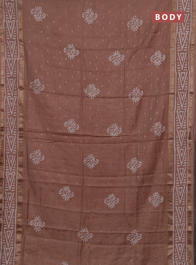 Beige Semi Chanderi Saree - Batik Prints