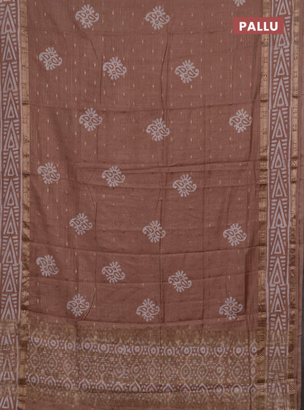 Beige Semi Chanderi Saree - Batik Prints
