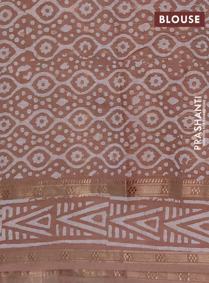 Beige Semi Chanderi Saree - Batik Prints