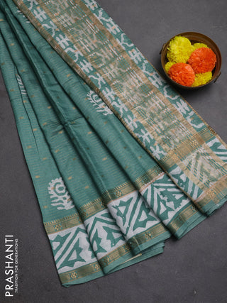 Pastel Green Semi Chanderi Saree - Batik Prints