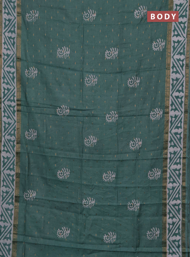 Pastel Green Semi Chanderi Saree - Batik Prints