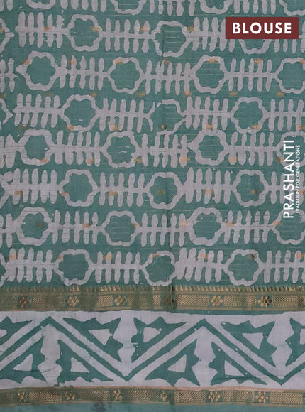 Pastel Green Semi Chanderi Saree - Batik Prints