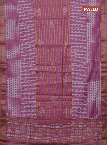Mauve Pink Semi Chanderi Saree - Batik Prints