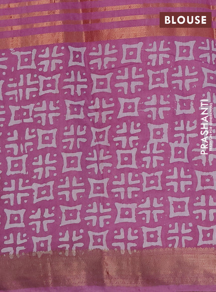 Mauve Pink Semi Chanderi Saree - Batik Prints