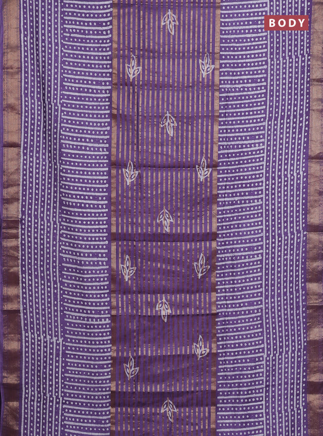 Violet Semi Chanderi Saree - Batik Prints