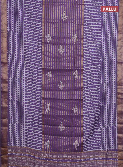 Violet Semi Chanderi Saree - Batik Prints