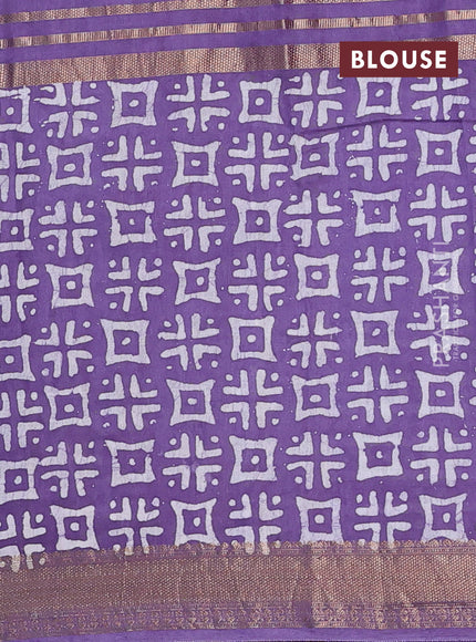Violet Semi Chanderi Saree - Batik Prints