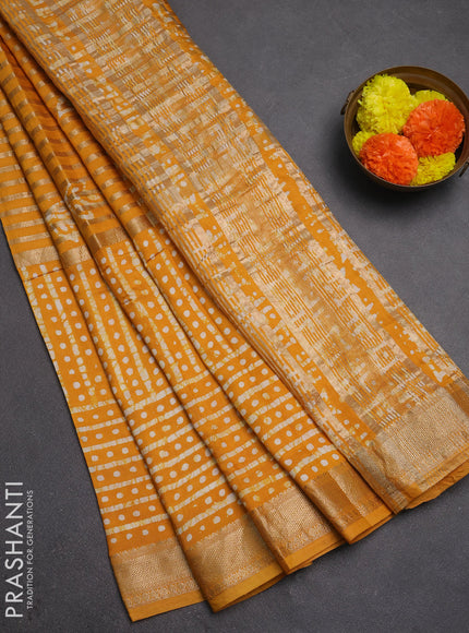Yellow Semi Chanderi Saree - Batik Prints