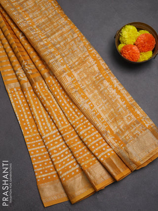 Yellow Semi Chanderi Saree - Batik Prints