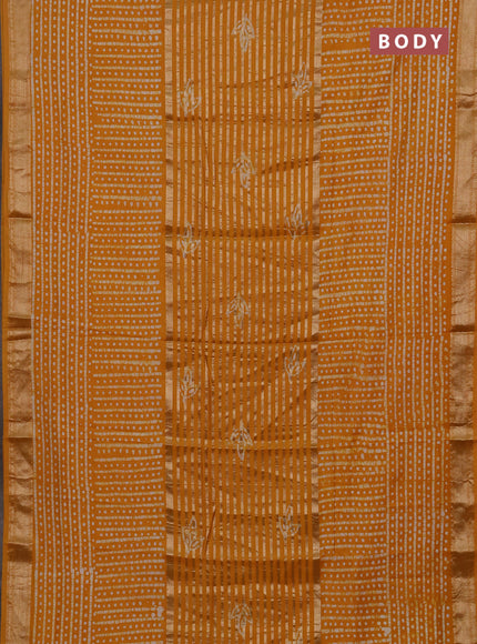 Yellow Semi Chanderi Saree - Batik Prints