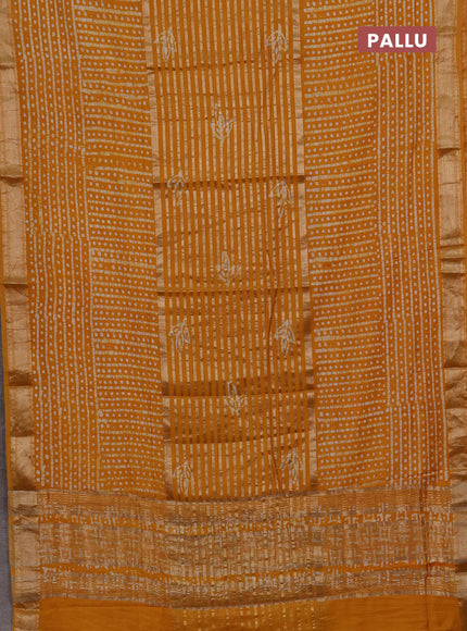 Yellow Semi Chanderi Saree - Batik Prints