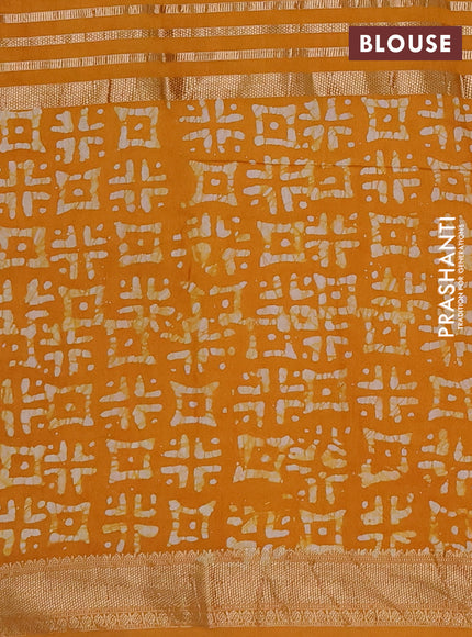 Yellow Semi Chanderi Saree - Batik Prints