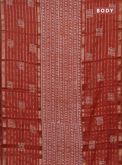 Rust Semi Chanderi Saree - Batik Prints