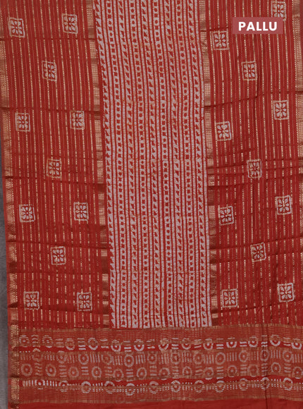 Rust Semi Chanderi Saree - Batik Prints