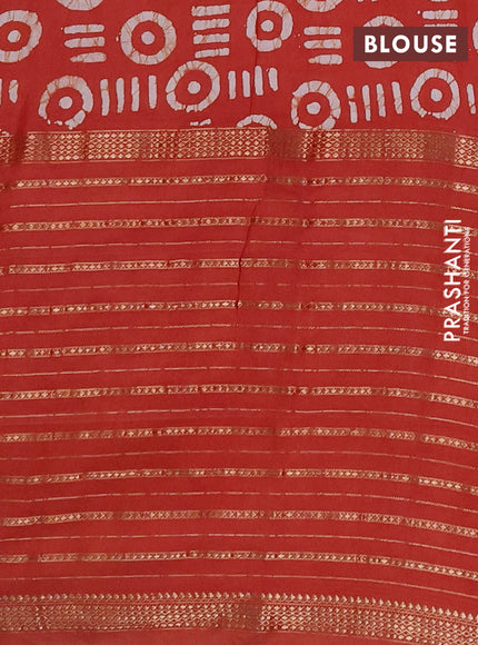 Rust Semi Chanderi Saree - Batik Prints