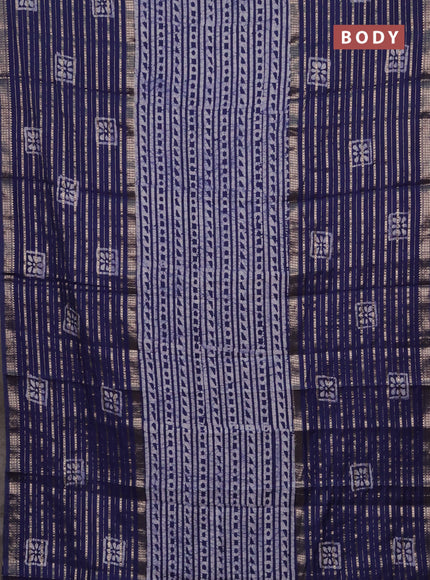 Blue Semi Chanderi Saree - Batik Prints