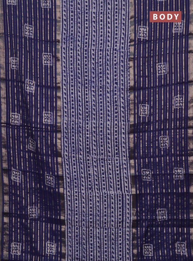 Blue Semi Chanderi Saree - Batik Prints