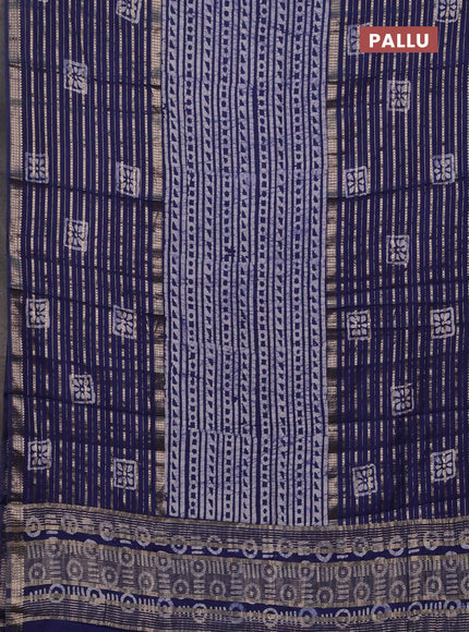 Blue Semi Chanderi Saree - Batik Prints