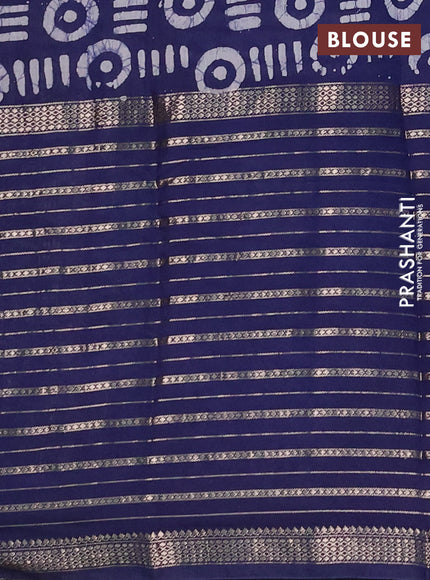 Blue Semi Chanderi Saree - Batik Prints