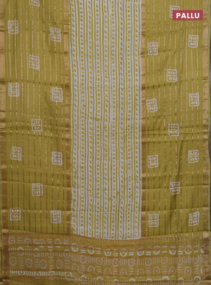 Pista Green Semi Chanderi Saree - Batik Prints