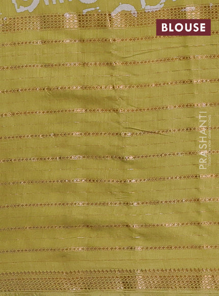 Pista Green Semi Chanderi Saree - Batik Prints