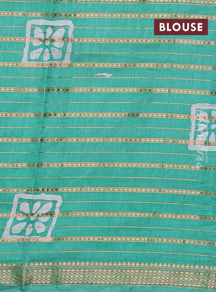 Teal Green Semi Chanderi Saree - Batik Prints