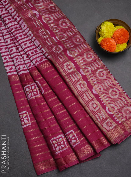 Magenta Pink Semi Chanderi Saree - Batik Prints