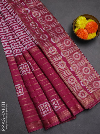Magenta Pink Semi Chanderi Saree - Batik Prints