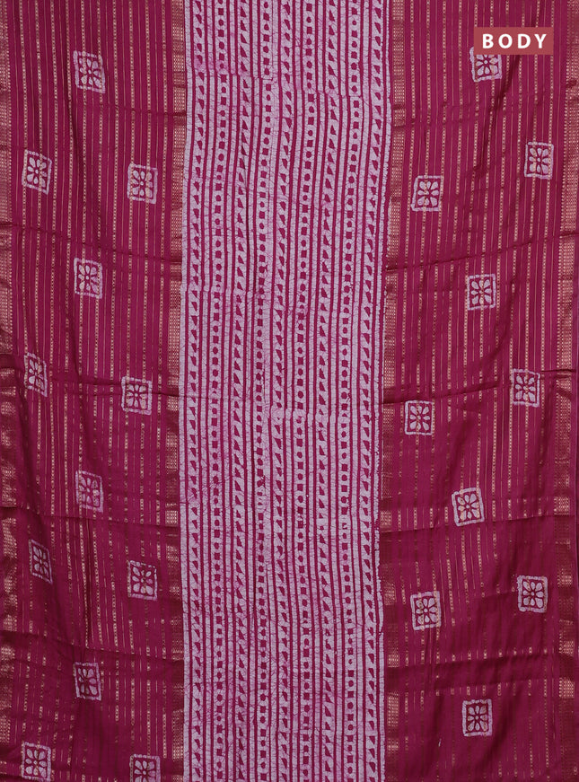 Magenta Pink Semi Chanderi Saree - Batik Prints