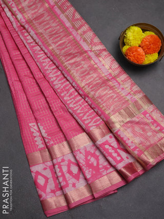 Pink Semi Chanderi Saree - Batik Prints