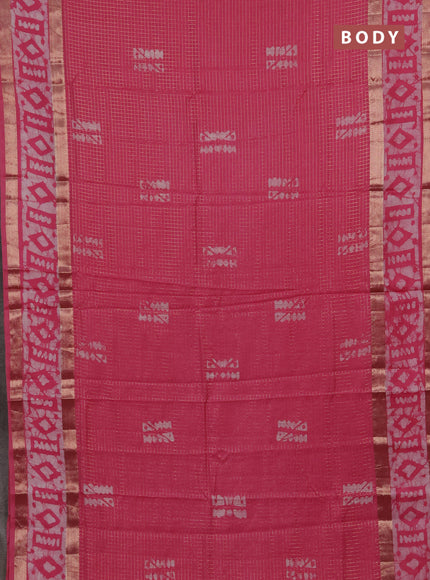Pink Semi Chanderi Saree - Batik Prints