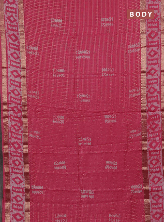 Pink Semi Chanderi Saree - Batik Prints