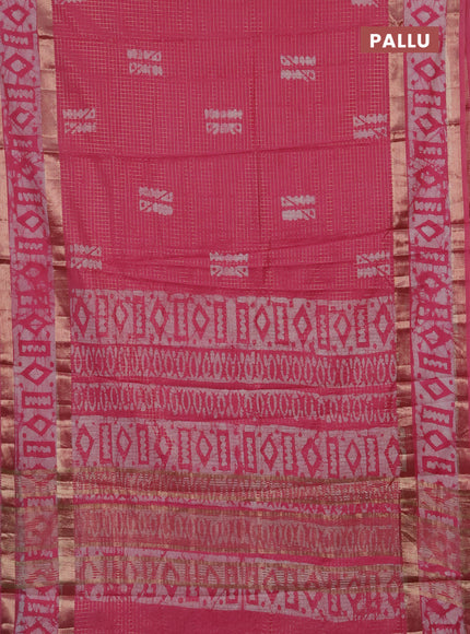 Pink Semi Chanderi Saree - Batik Prints
