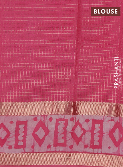 Pink Semi Chanderi Saree - Batik Prints